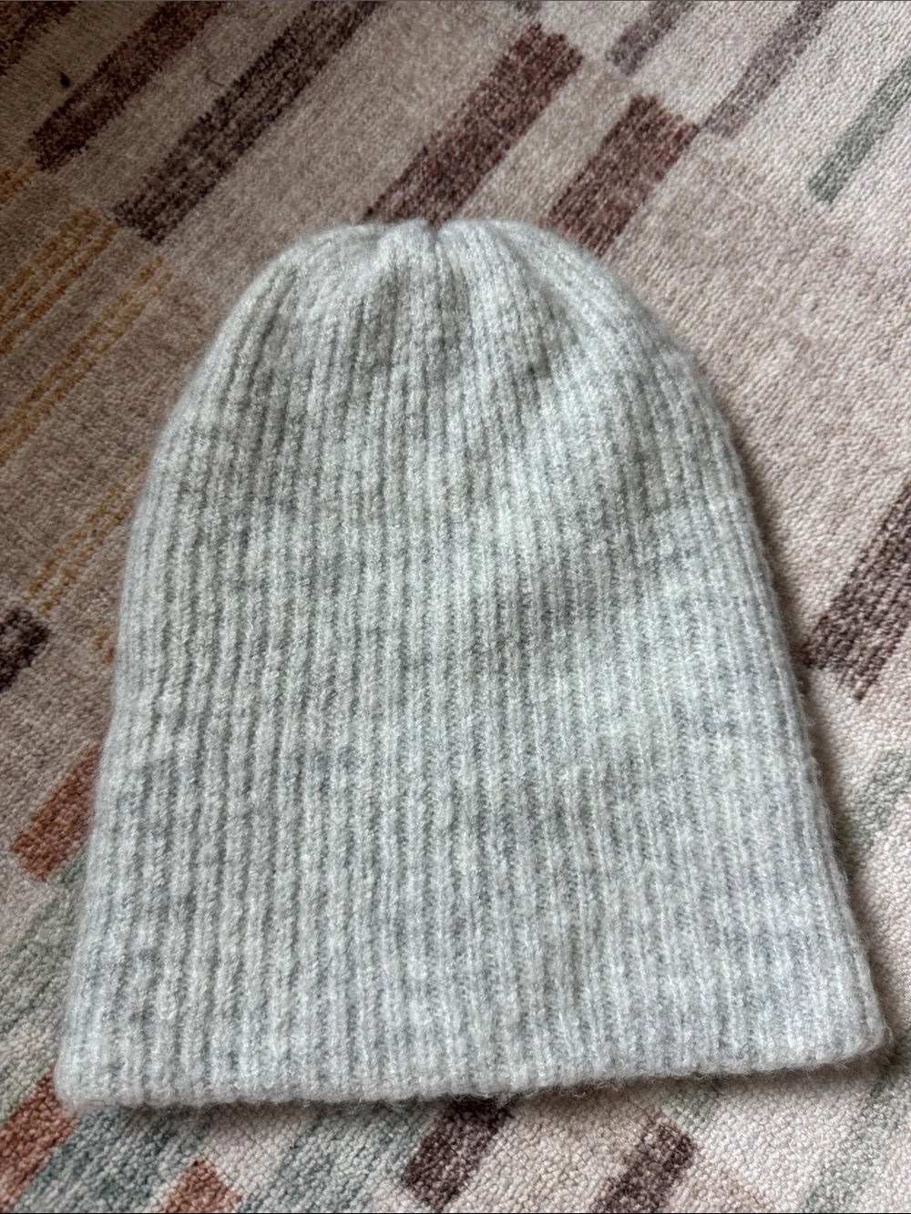 aerie Soft Ribbed Knit Beanie in Light Gray